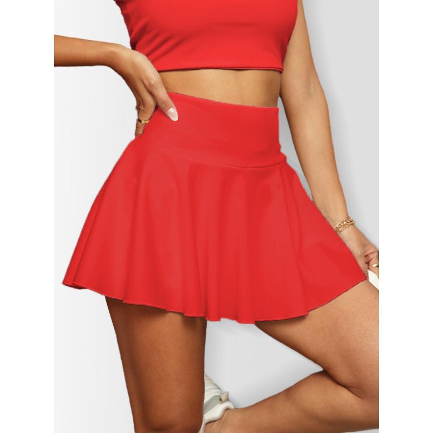 Women's High-Waisted Color Block Tennis Skirt | Slim Fit Sports Skort with Lined Shorts & Pockets for Workout & Casual Wear