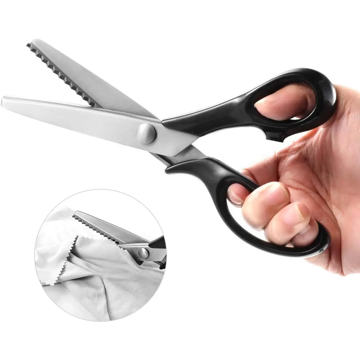 Hand Held Stainless Steel Pinking Shears with Sawtooth Edge, Fabric Scissors for Sewing Trimming, DIY Craft & Household Textile Projects