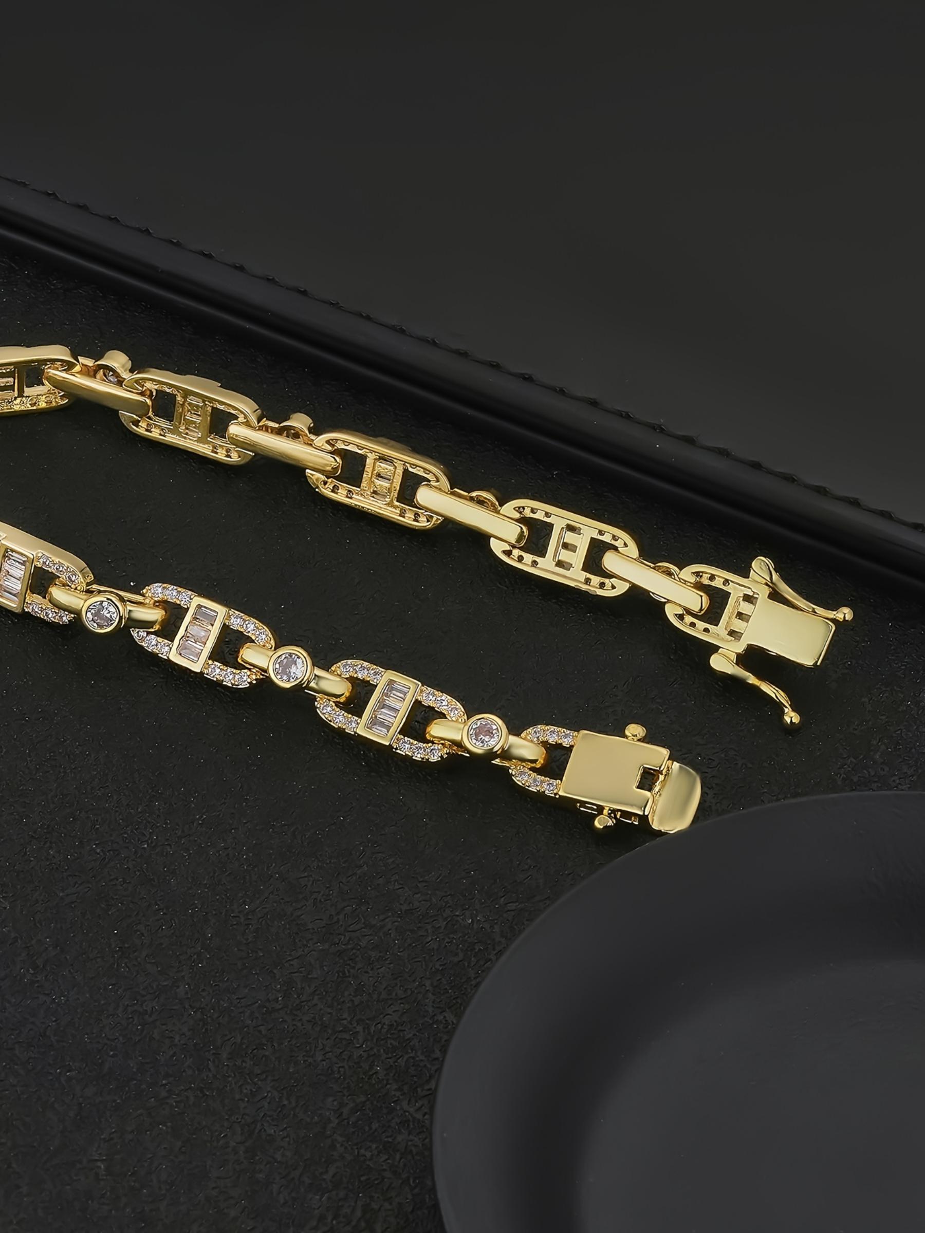 7mm Hip Hop Chain Bracelet, Rhinestone Decorated Bracelet, Fashion Jewelry for Party, Daily Clothing Decor, Trendy All-match & Exquisite Jewelry for Birthday Gift