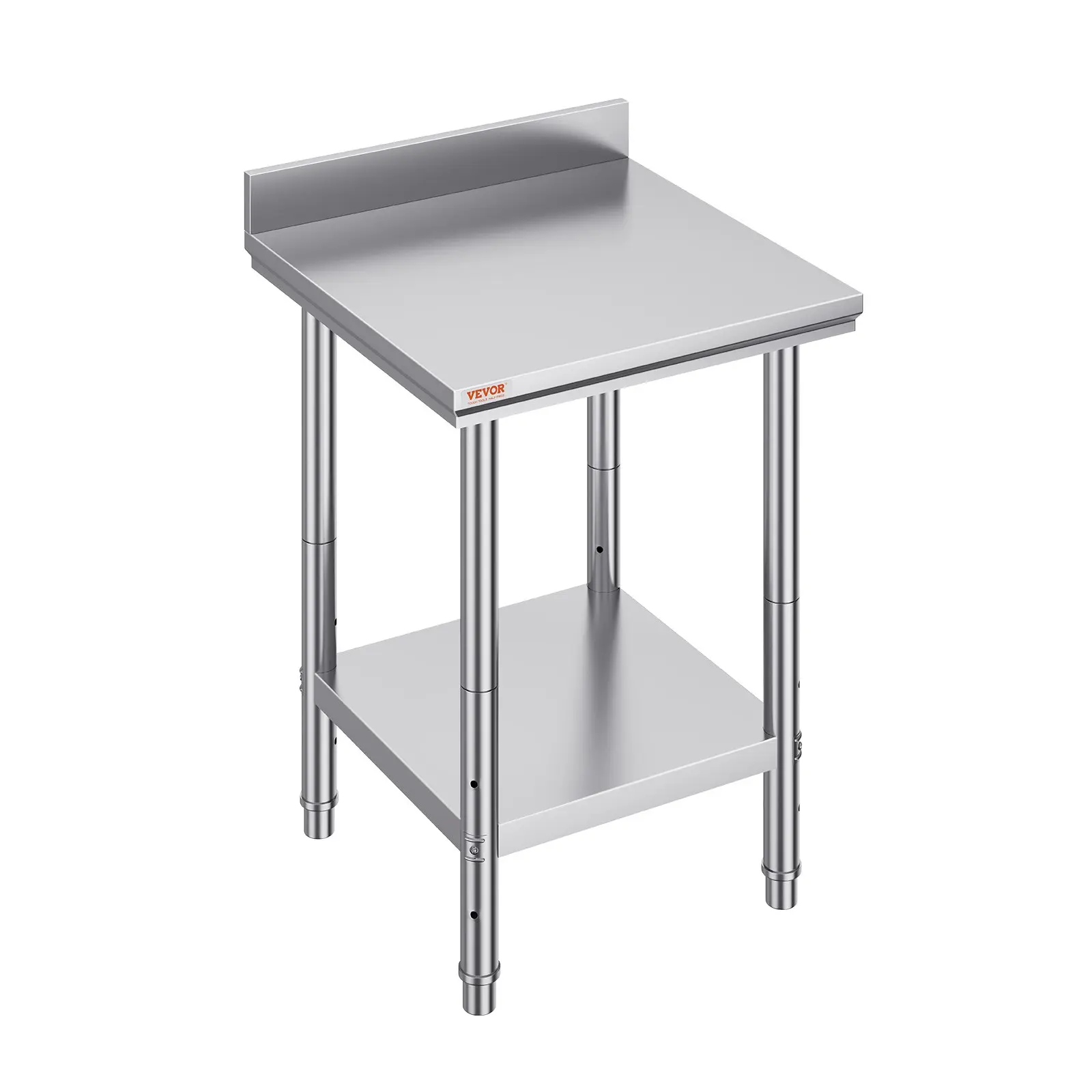 24x 24x 35 Inch Stainless Steel Work Table, Commercial Food Prep Worktable Heavy Duty Prep Worktable, Metal Work Table with Adjustable Height for Restaurant, Home and Hotel