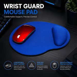 Ergonomic Mouse Pad with Memory Foam Wrist Support, Non-Slip Sweat-Resistant Design for Gaming Office & Study, High-Precision Fabric Surface, Silicone Base Anti-Slip, Portable Roll-Up Travel Gear for Carpal Tunnel Relief
