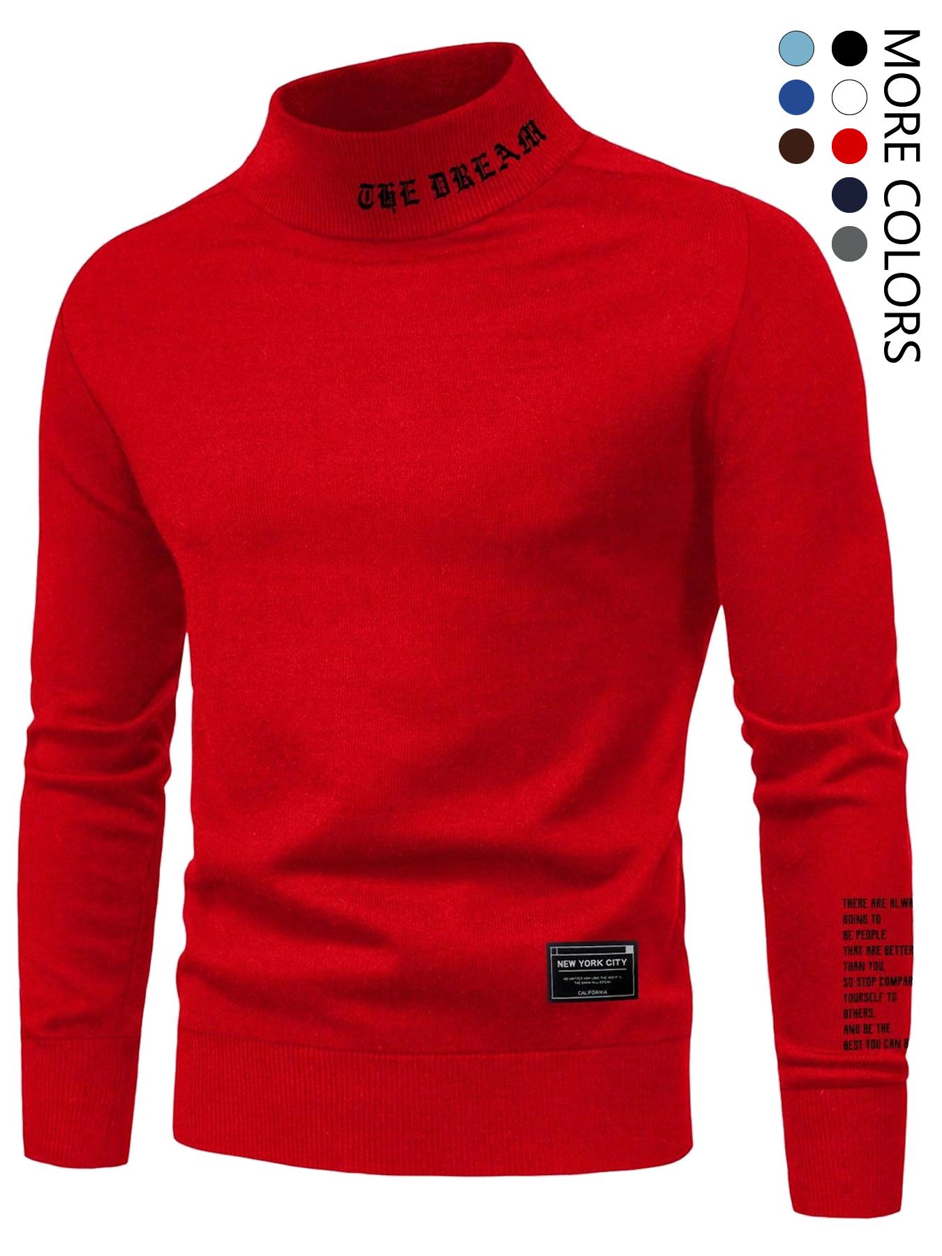 Men's Letter Print Stand Collar Sweatshirt, Regular Fit Casual Long Sleeve Pullover for Fall & Winter, Men's Clothes for Daily Wear
