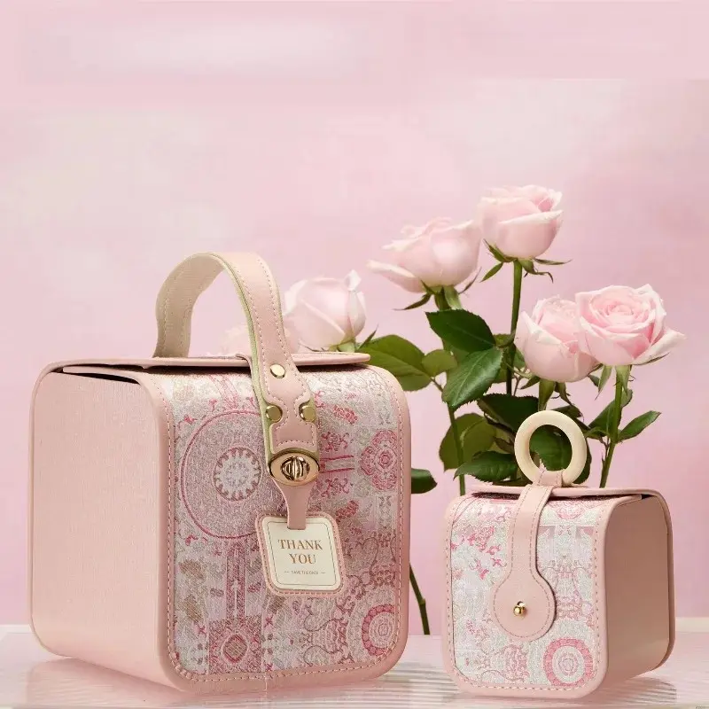Simple Gift Packaging Handheld Box Pink Wedding Companion Present Boxes Diagonal Mouth Package Cosmetics Jewelry Portable Box