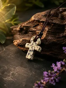 1pc Egyptian Ankh Pendant Necklace, Natural Healing Crystal Life Symbol Amulet with Adjustable Cord for Women Men Spiritual Gifts
