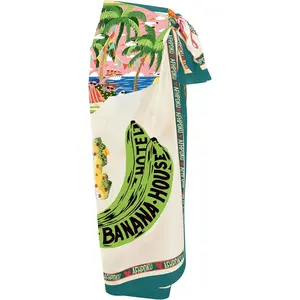 Women's Beach Swimwear Printed Long Sarong Coverups Bathing Suit Pareo Large Pashmina Wrap Skirt