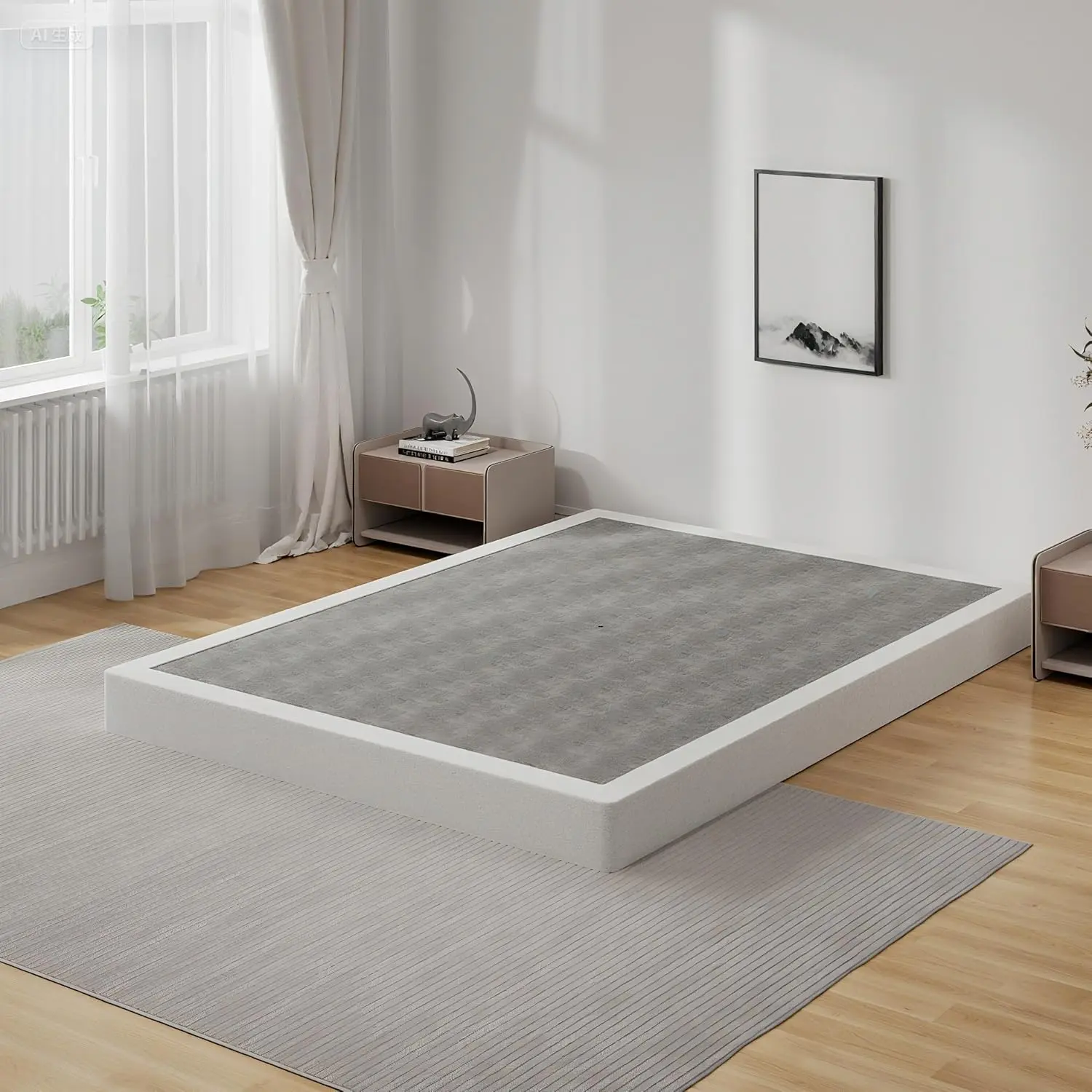 Box Spring California  Bed Base 5 Inch, 3000lbs Heavy Duty Cali  Box Spring Metal Mattress Foundation, Tool-Free Easy Assembly, Noise Free