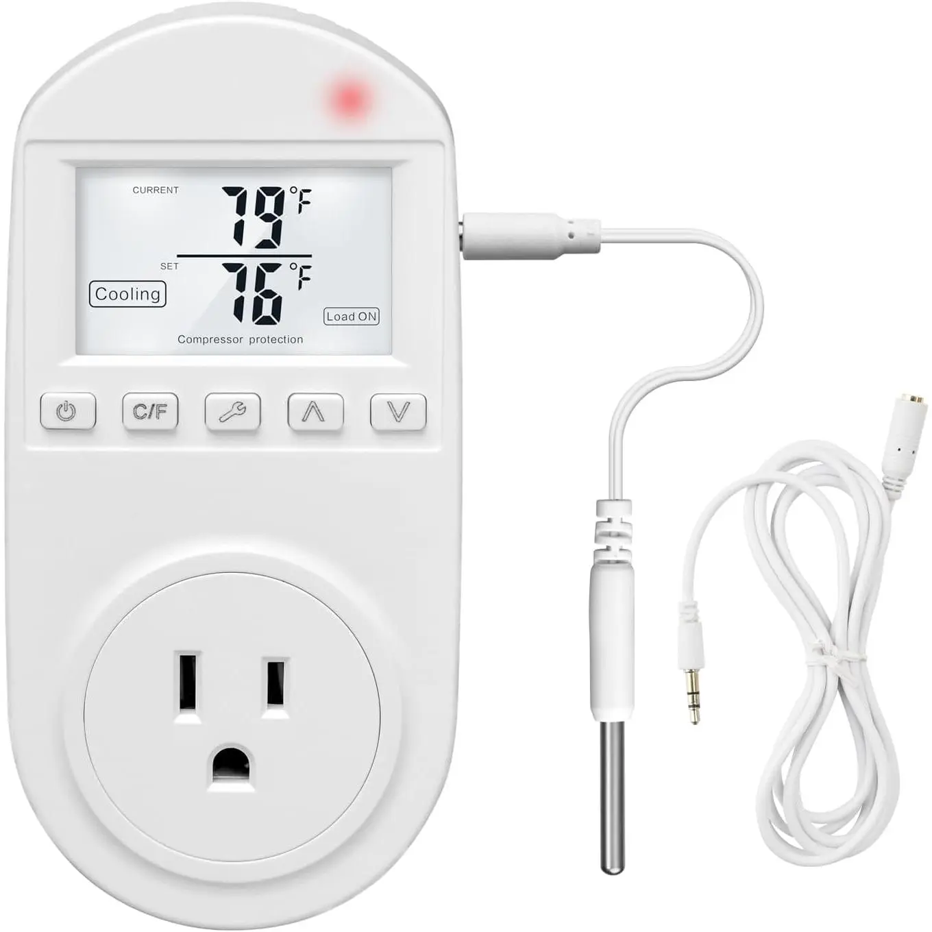 Temperature Controlled Outlet,  Thermostat Outlet Compatible with Window Air Conditioner, Space Heaters, Fans, Auto /Off, Ideal for Household, Greenhouse, Reptile, Incubator, 110V 15A