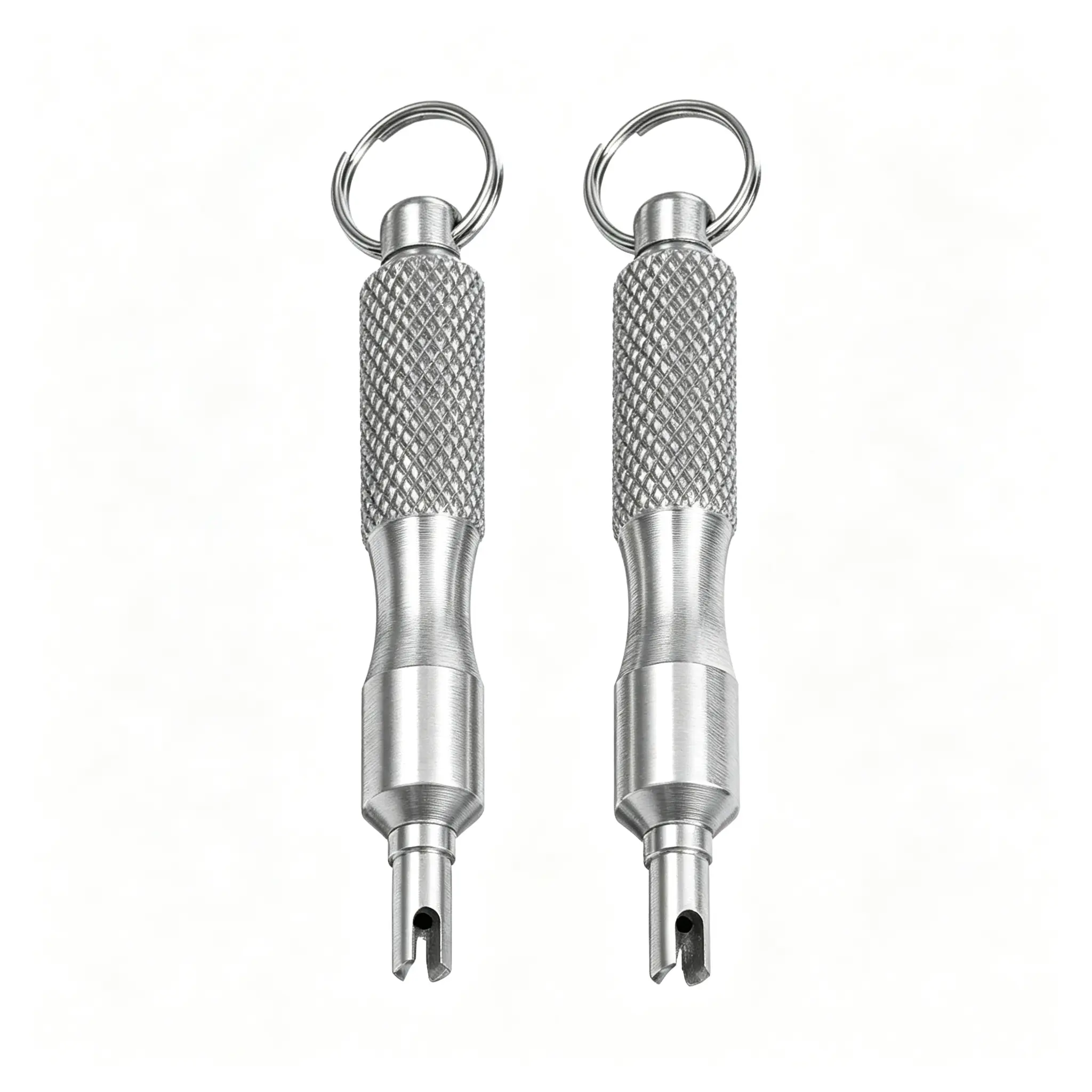 2 PCS Stainless Steel Valve Core Removal Tool Keychain, Portable Auto Repair Tools for Tire Valve Stem Disassembly & Repair Accessory (Bicycle, Car, Motorcycle)