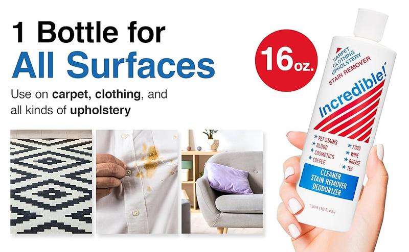 Stain Remover - Instant Spot Remover For New and Old Stains - Blood, Red Wine, Coffee, Urine, Cosmetics, Pet Stains and Odor Eliminator - Carpets, Mattress, Laundry, 16.oz (2 Pack) Stain Remover - Instant Spot Remover For New and Old Stains - Blood, Red Wine, Coffee, Urine, Cosmetics, Pet Stains and Odor Eliminator - Carpets, Mattress, Laundry, 16.oz (2 Pack)