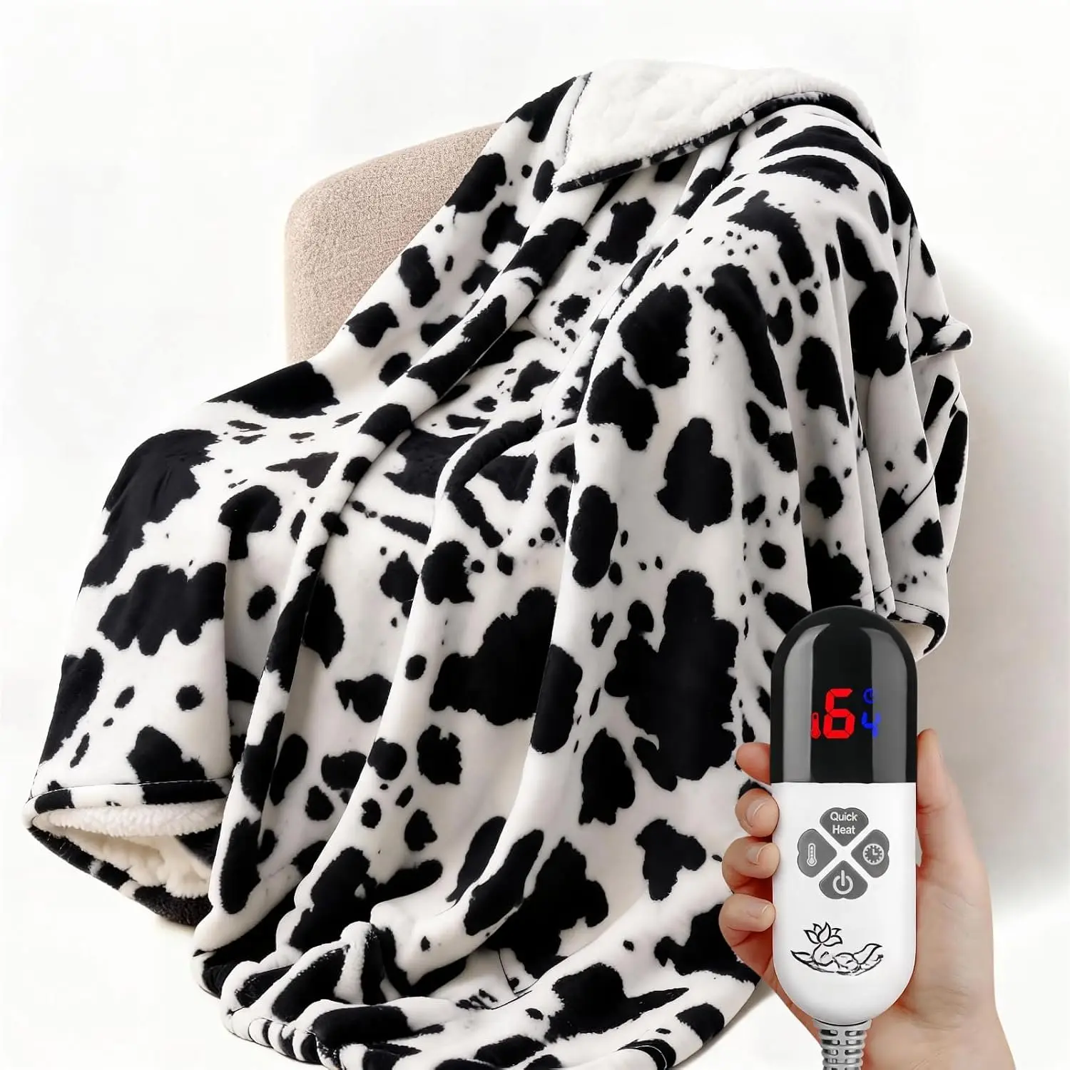 Electric Heated Throw Blanket Sherpa 50"x60"  Machine Washable 6 Heat Settings 4 Hours Auto Off Overheat Protection for  Office Use
