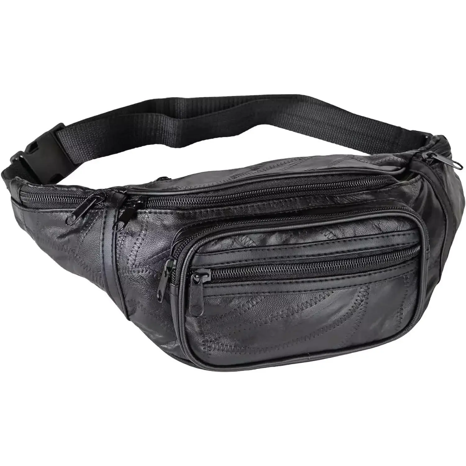 Leather Fanny Pack for Women and Men - Multipurpose Fanny Pack Crossbody Bags for Women - Adjustable Strap Leather Waist Bag for Travel, Hiking, Running and Cycling