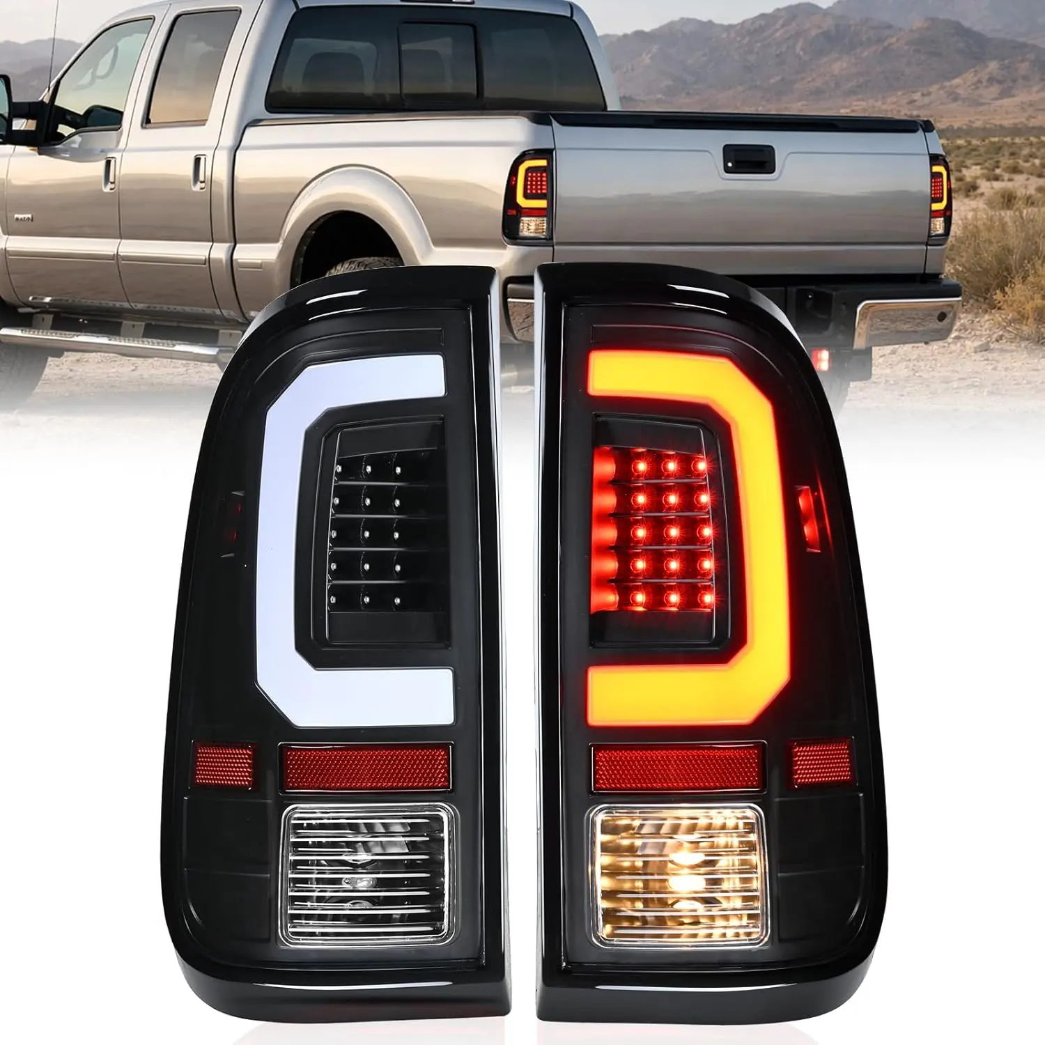 Nilight Taillight Assembly Compatible with 2008 2009 2010 2011 2012 2013 2014 2015 2016 Ford F250 F350 F450 Super Duty Incandescent Type Upgrade LED Tube Tail Lights Rear Brake Lamps