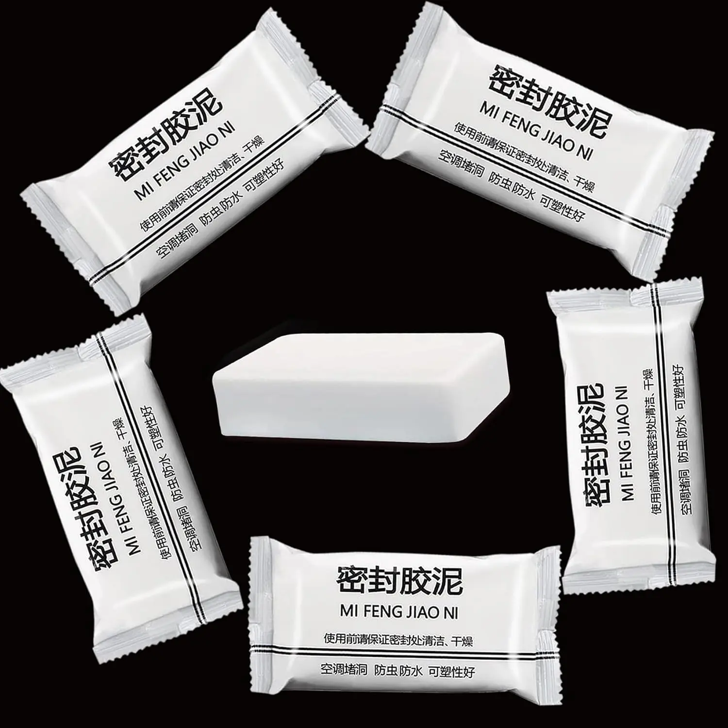 5-Pack White Seal Putty  Duct Seal Repair Sealing Clay, Quick Mending Mud for Drain Connection,Air Conditioning Hole, Wall Hole