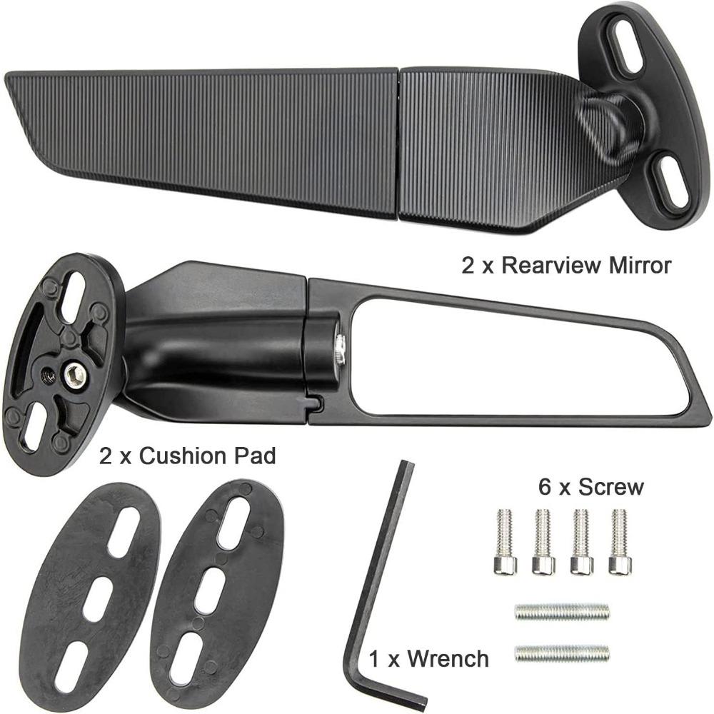 Modified Motorcycle Rearview Mirror,1 Pair Adjustable Rotating Side Mirrors,Wide Viewing Angle Wing Rearview Mirrors For Ninja 300,400,650,ZX6R,CBR1000RR Modified Motorcycle Rearview Mirror,1 Pair Adjustable Rotating Side Mirrors,Wide Viewing Angle Wing Rearview Mirrors For Ninja 300,400,650,ZX6R,CBR1000RR
