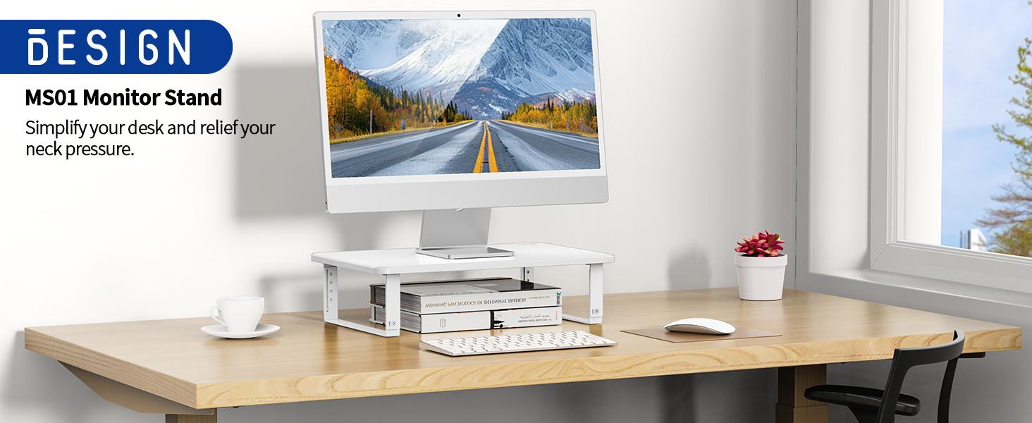 Monitor Stand Riser, Height Adjustable Laptop Stand, Computer Monitor Stand for Monitor, Computer,Laptop,Printer (White)