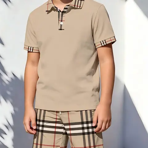 Casual Polo Shirt and Shorts Set, Boys' Two-Piece Summer, Lightweight Breathable Kids Clothing, Comfortable and Stylish, Outfit Sets