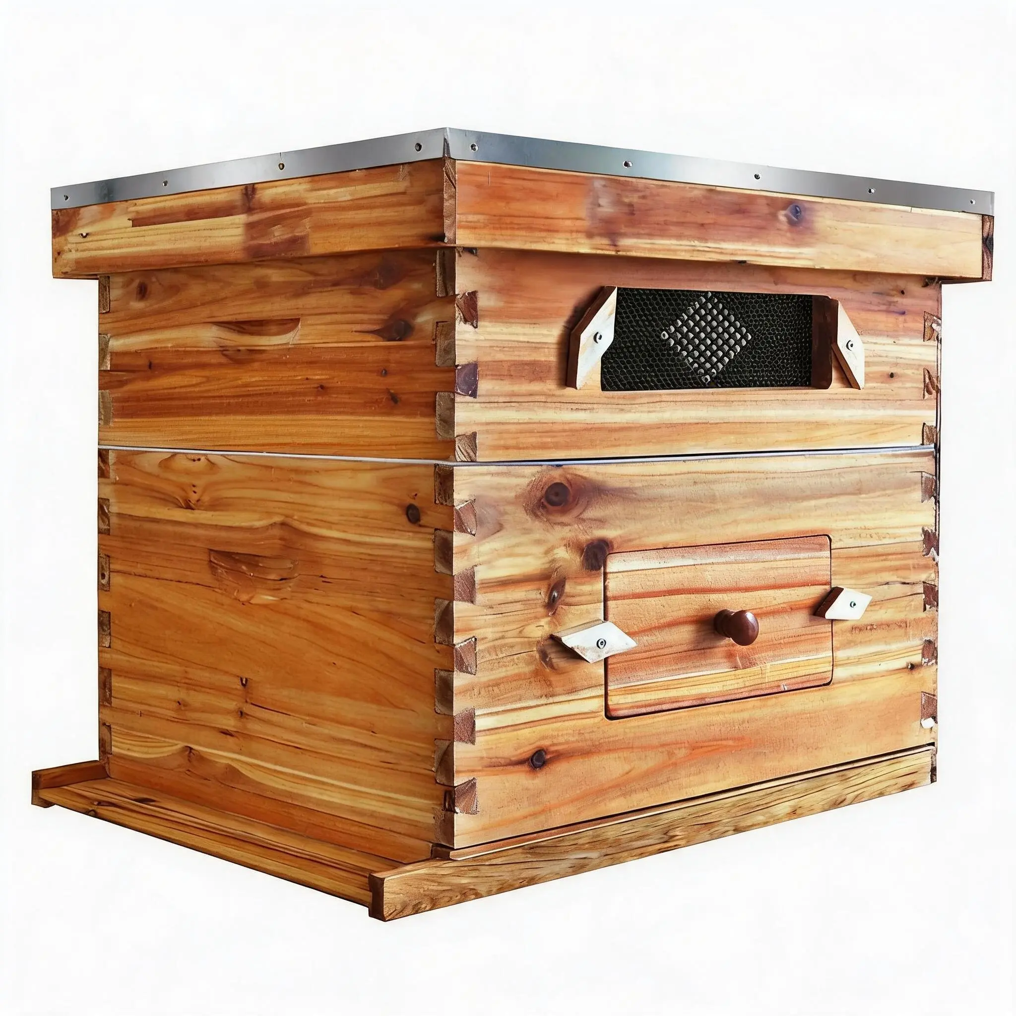 10 Frame Complete Beehive Starter Kit, Bee Hive Boxes with Transparent Acrylic Window Dipped in 100% Beeswax with Cedar Wooded Frames and Wax Foundations for Beekeepers(1 Deep Brood & 1 Medium Super)