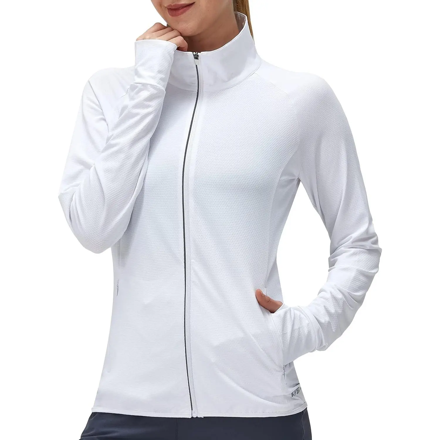 Women's UPF 50+ Lightweight Full-Zip Sunshirt Jacket, Outdoor Wear with 4 Pockets, Quick-Dry Fabric, Long Sleeves for Hiking, Summer-Fall Athletic Use