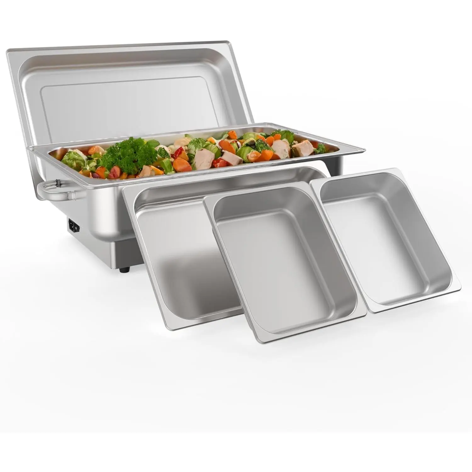 Garvee 9 QT Electric Chafing Dish Buffet Set with Temperature Display, Commercial Food Warmer Featuring NSF Certified Full-Size and Half-Size Pans, 400W Power, Adjustable 86-200°F for Catering, Parties, Weddings, and Restaurants
