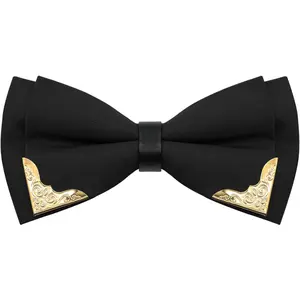 Bow Ties for Men Women Metal Gold Bowtie, Pre Tied Mens Bow Tie Tuxedo Bowties Men for Prom Wedding PartyGift.
