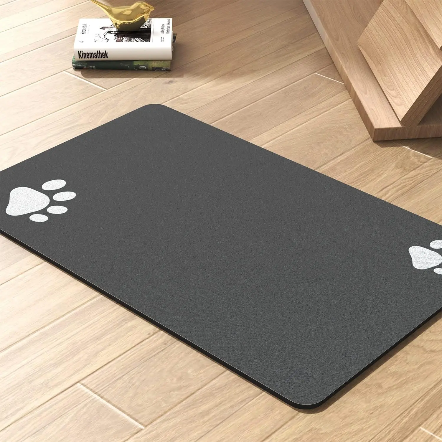 Pet Feeding Mat-Absorbent Dog Mat for Food and Water Bowl-No Stains Quick Dry Dispenser Mat-Dog Accessories Pet Supplies-Water Bowl for Messy Drinkers(Darkgrey,12"x19"