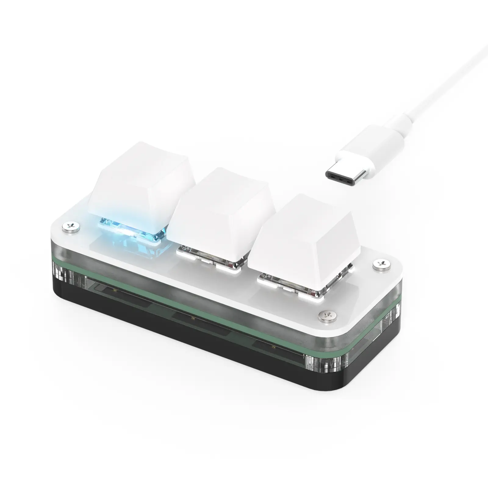 RGB Macropad Mini Keyboard – 3 Keys + Knob, Hot-Swappable, Programmable for Gaming & Creative Work