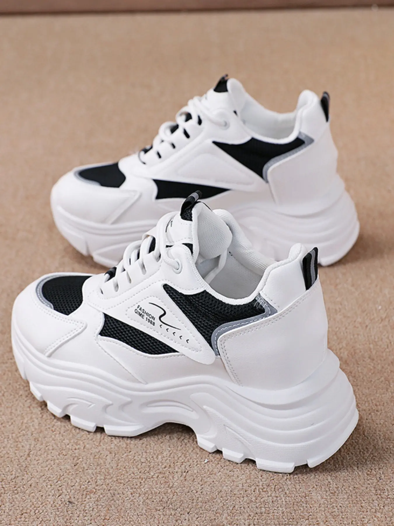 Breathable Laces PU Material Dad Shoes, Shock Absorption Soft Padding, Lightweight Casual Sneakers for Students & Daily Wear