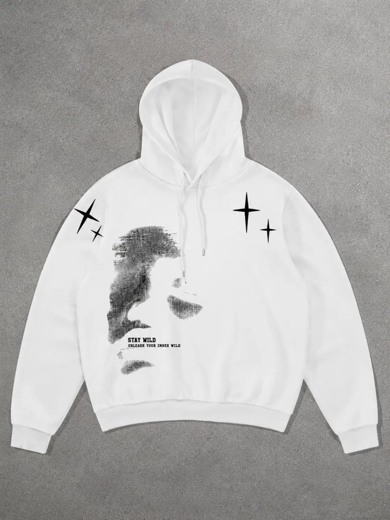 Manfinity Streetrush Men's Face & Letter Print , Casual Minimalist Graphic Streetwear Pullover Sweatshirt 2026,Unisex, Comfortable, And Casual