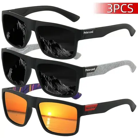 Men's Square Frame Sunglasses 3-Pack - Polarized Mirror Lenses, UV400 Shield, Anti-Glare Protection for Driving & Outdoor Sports, Ideal Mens Gifts, Men's Sunglasses,sohochic