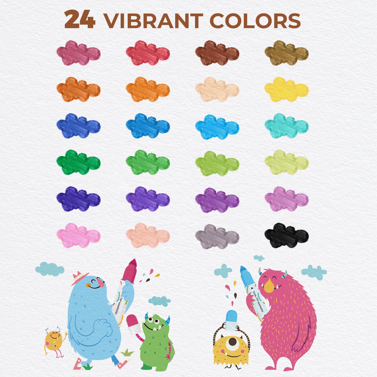 36/24/12 Colors Dual-Tip Washable Marker, Non Toxic Skin-Friendly Marker Pen, Jumbo Cone Tip 1-8mm Round Tip 2-5mm, Easy to Hold  for Kids Ages 3+ for Easter