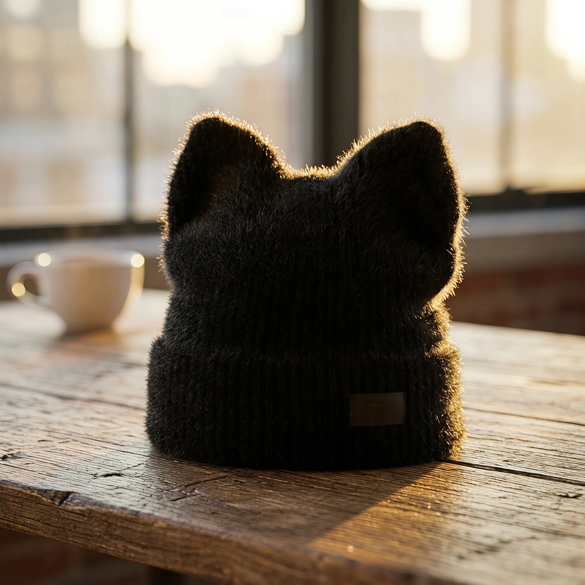 Cute Cat Ear Beanie Hat Cozy Knit Cap For Fall Winter Outdoor Activities Super Soft Warm Stretchy Unisex Fit Solid Color Pull On Knitted Hat