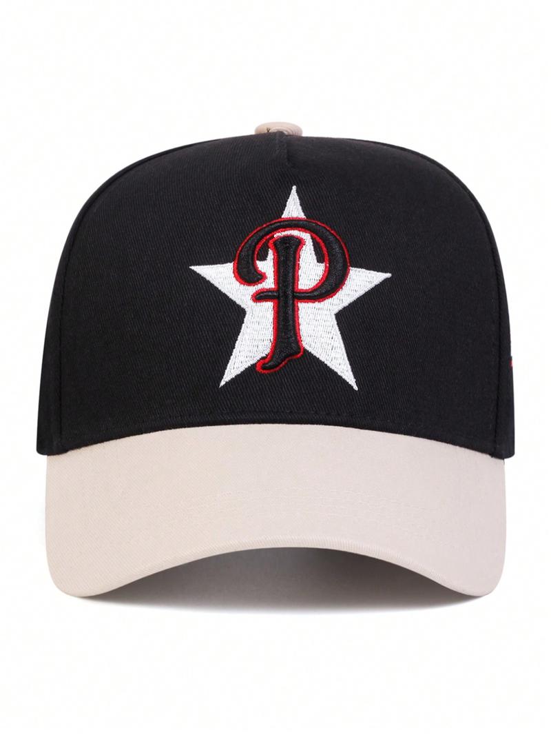Five-pointed Star & Letter Embroidering Baseball Cap, Outdoor Sun Protection Hat, Adjustable Casual Trucker Hat for Men & Women, Fashion Accessories for Daily Wear
