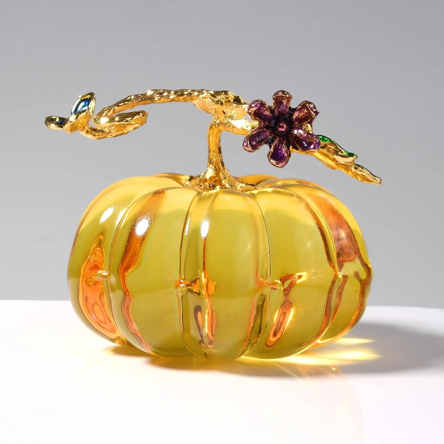 2.5'' Blown Glass Pumpkin Figurines Collectibles, Small  Pumpkin Decorations for Fall Harvest Halloween Thanksgiving Christmas