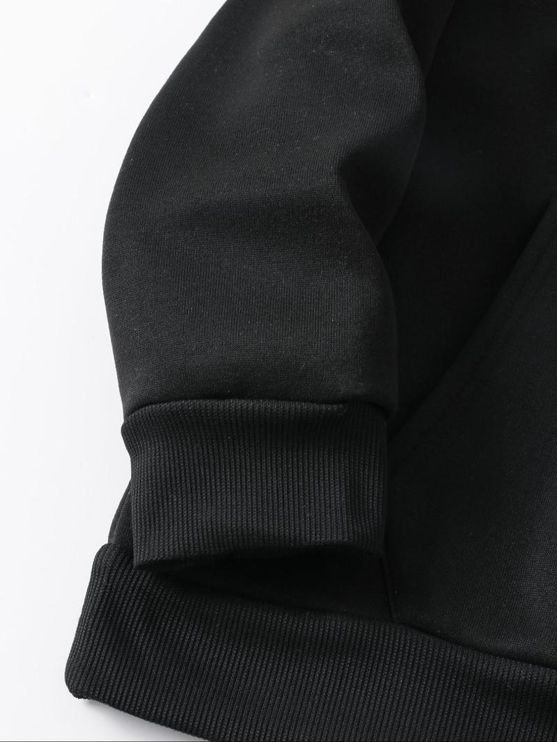 Bird & Letter Print Drop Shoulder Hoodie, Fashion Casual Drawstring Pocket Hooded Sweatshirt for Daily Holiday Outdoor Wear, Women Clothing for Fall & Winter