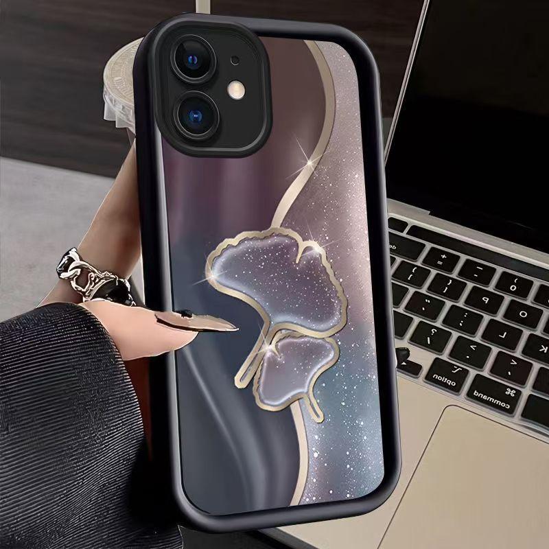 Aesthetic Luxury Love Heart iPhone Case for iPhone 17 Pro Max 16 Pro 15 14, Gilded Glitter Shockproof Protective Cover, Stylish Premium Phone Case