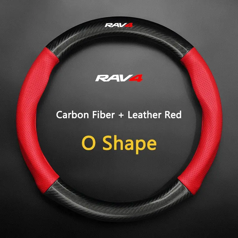 38cm High Quality Car Anti-Slip Steering Wheel Cover Carbon Fiber Leather Booster Cover For RAV4 Corolla Frontier Camry Supra C-HR Hilux Valve Auto Interior Accessories