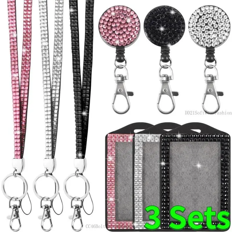 3 Sets 9 in ID Badge Holder with Breakaway Lanyard for Keys and Name Tags, Cute Retractable Badge Reel, Teacher Lanyards for ID Badges Card Holder, Nurse Teacher Workers Women Office Gifts - Home Improvement.DD21SoftWearFashionCC46BoltNestHardware