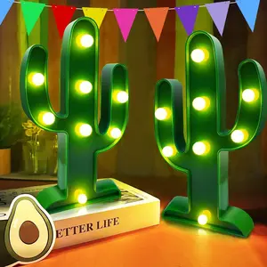 Extra Large 2 Pack LED Cactus Light 10 x 5.5 Inch, Cute Night Lamp for Cinco de Mayo Mexican Fiesta Party Decor, Table, Kids' Room, Bedroom, Living Room, Gift