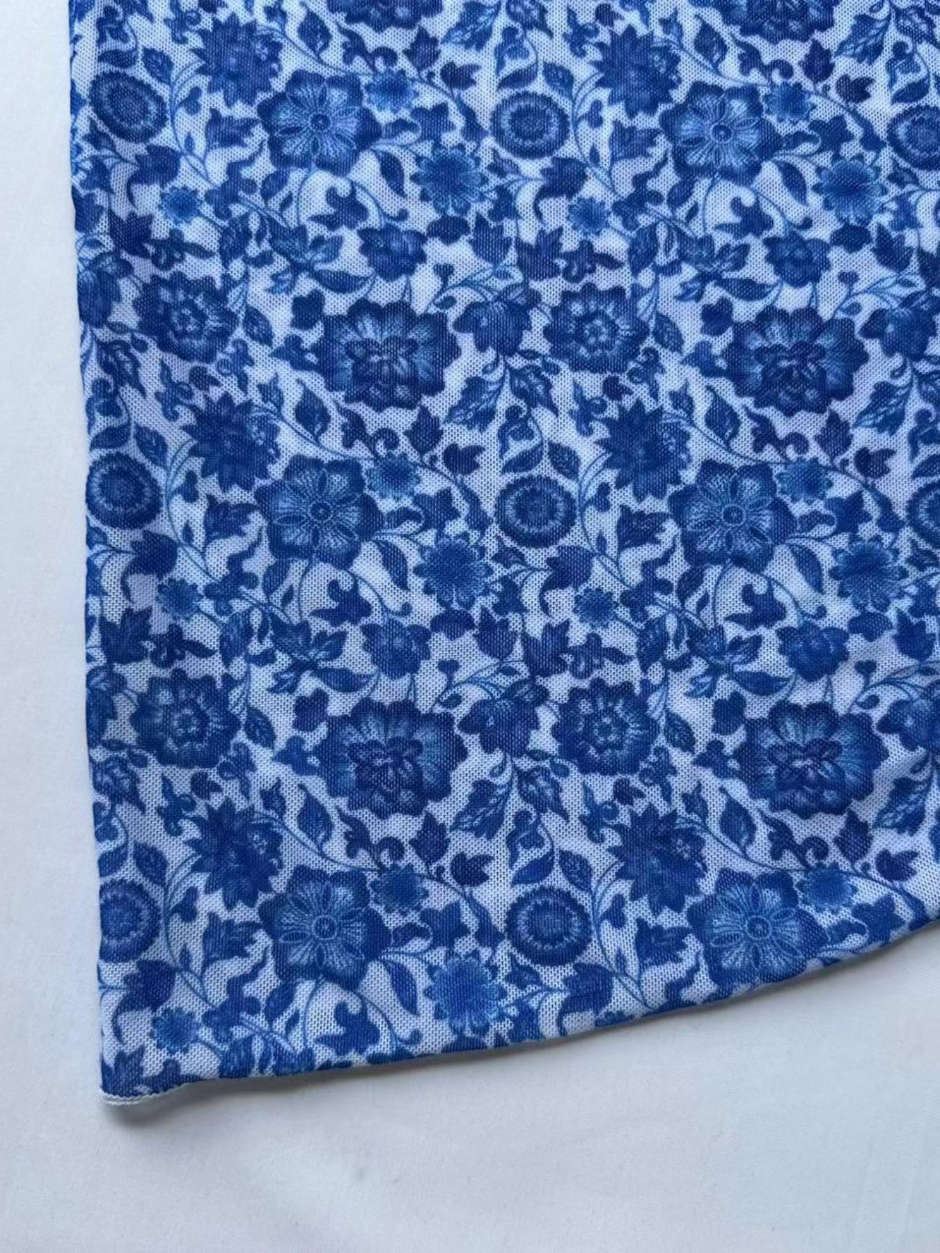 Plus Size Ditsy Floral Print Swimsuit Set, Adjustable Strap Backless Ruffle Trim One-piece Swim Bodysuit & Wrap Cover Up Skirt, Women's Two-piece Swimwear for Summer Beach Holiday Vacation, Floral Swimsuits, V Neck Swimsuit