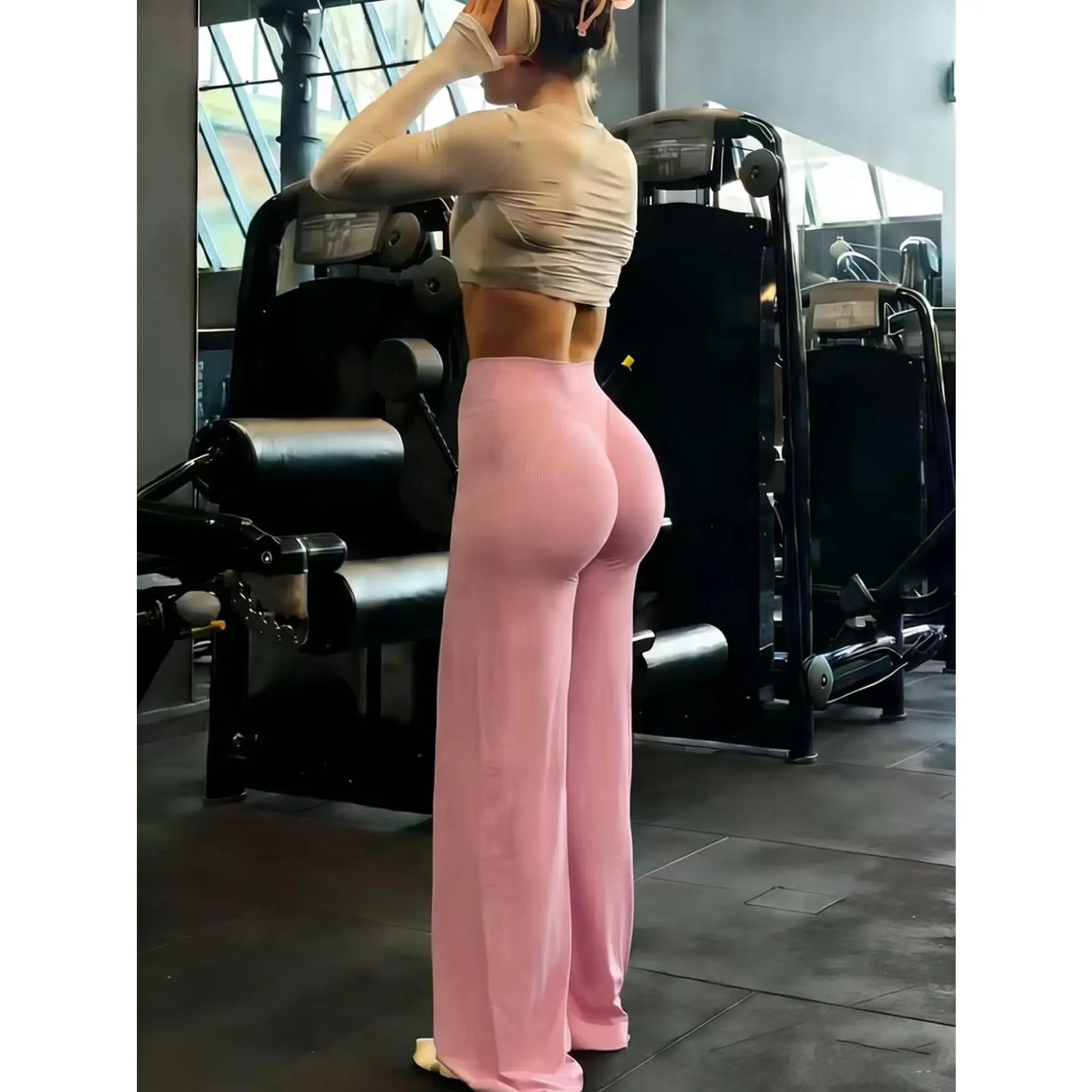 Stylish High Waist Flared Leggings for Women, Soft Full Length Yoga Pants with Tummy Support for Gym & Pilates, Female Stylish Clothes