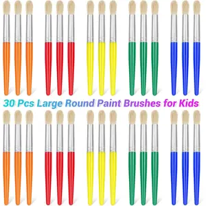 30Pcs Paint Brushes, Round Paint Brushes for Kids Classroom Toddlers Paint Brush Set for Touch Up Preschool Daycare Washable Acrylic Paint Pumpkin Paintingfidget toys