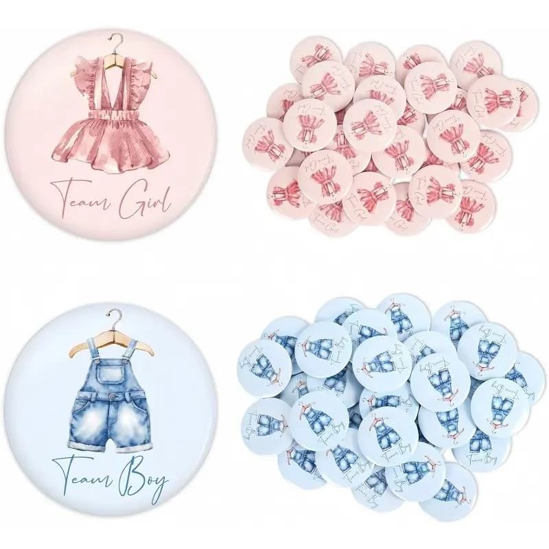 30 Blue Gender Reveal Button Pins, Baby Clothes Team Boy Girl Buttons, Birthday Baby Shower Party Game Supplies, Party Decorations, Gender Reveal, Birthday, Baby Shower