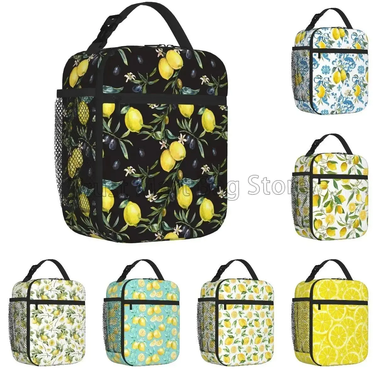 Lemons Insulated Lunch Bag Reusable Waterproof Thermal Lunch Box for Women Men Portable Cooler Tote Bag for Work Picnic Travel