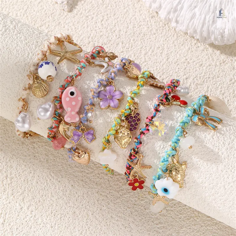 Ocean Shell Starfish Chip Bead Bracelet for Women, Fresh Beach Style Lobster Clasp Hand Jewelry, Trendy Seashell Charm Bracelet, Unique Decor Accessory & Thoughtful Small Gift