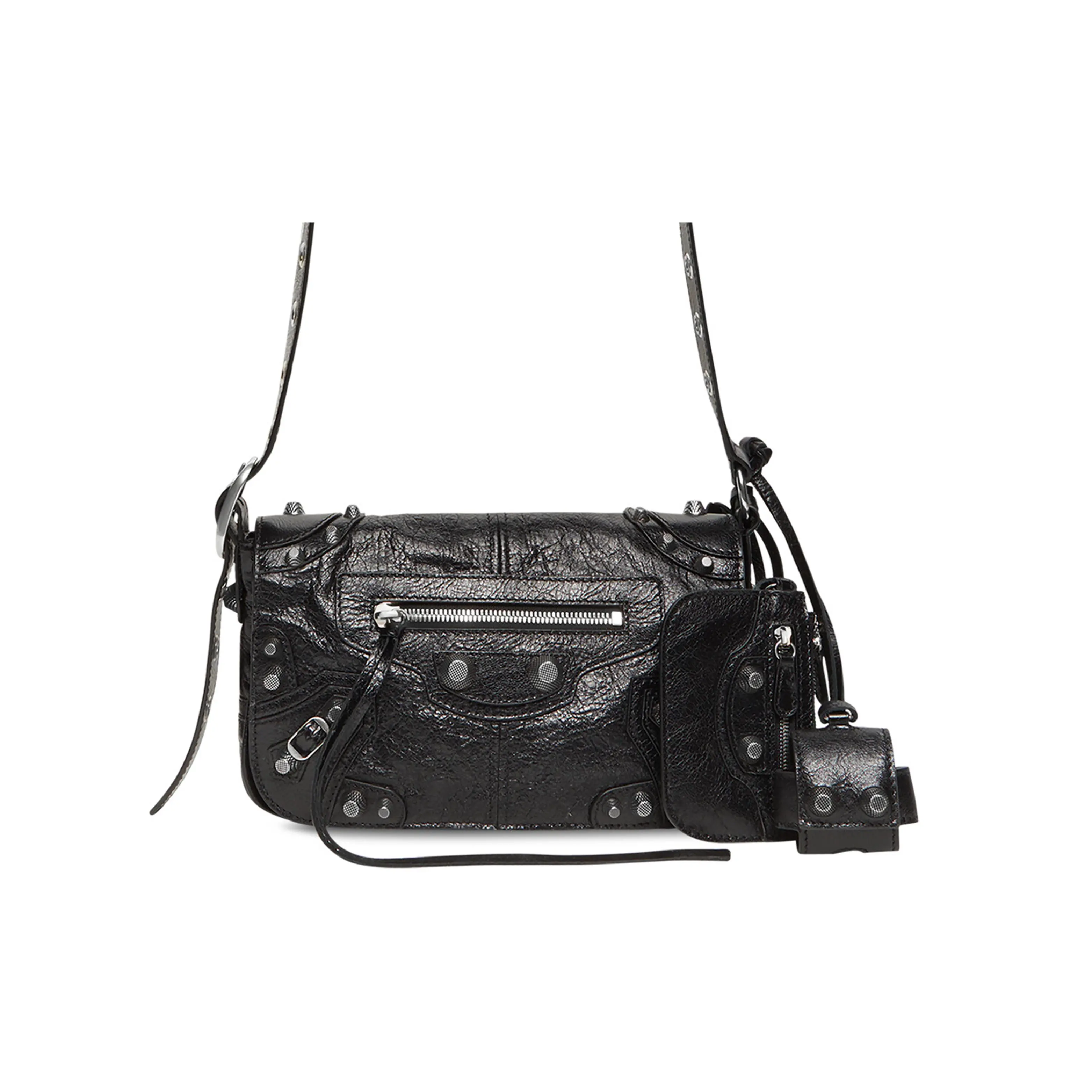 Balenciaga Le Cagole Magnetic Flap Crossbody Bag for Men in Black Lamb Leather