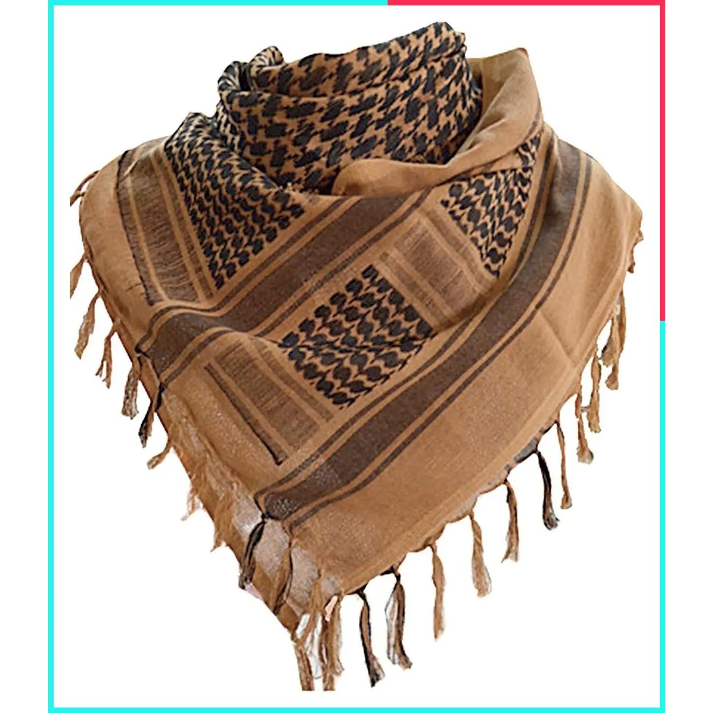 Military Shemagh Tactical Desert Scarf, Keffiyeh Scarf for Men | Cotton Neck Head Wraps, Large Unisex Turban, Bandana, Lightweight Breathable Fabric, Windproof Sand Resistant