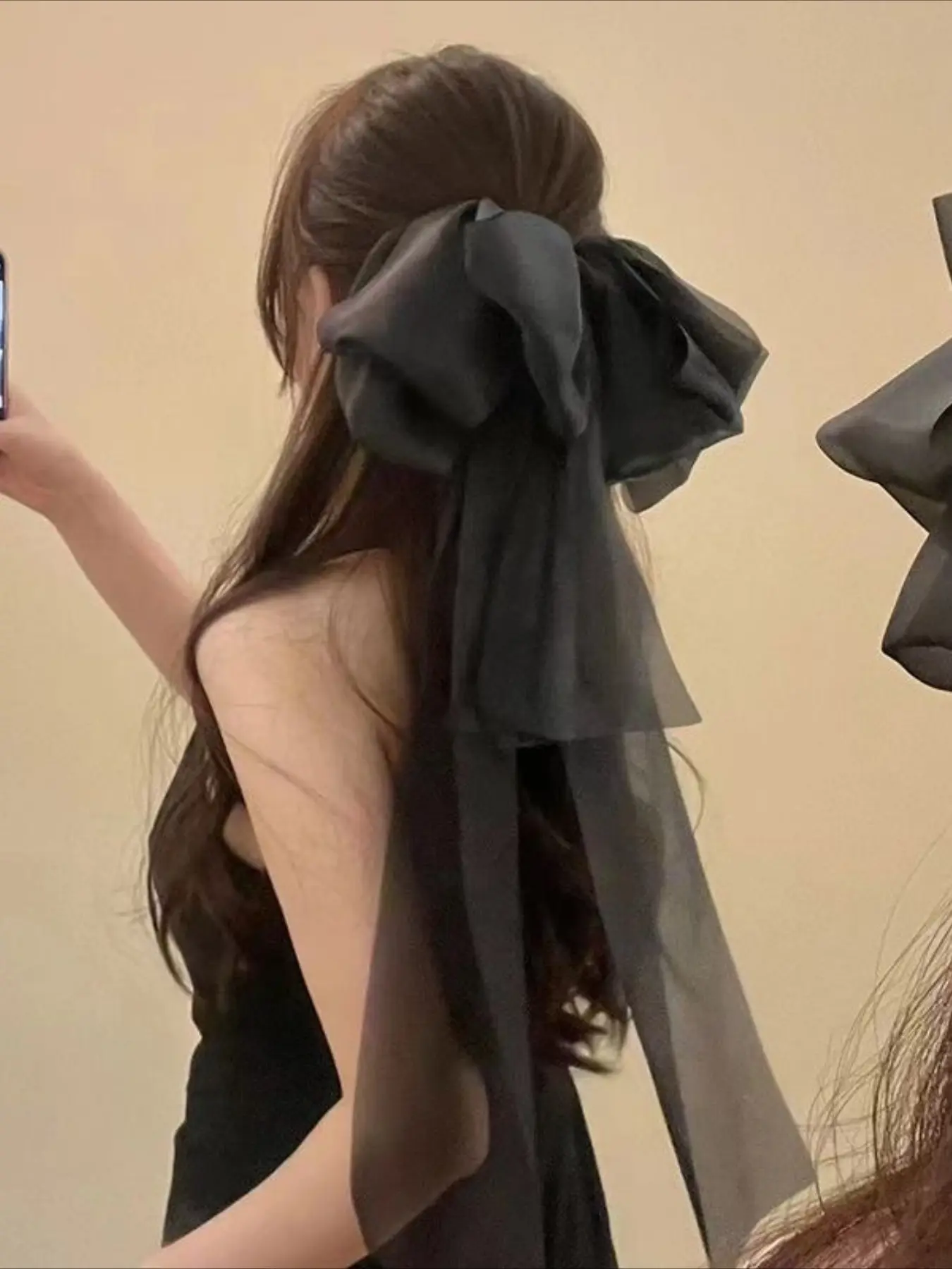 Elegant Long Ribbon Bow Hair Clip, Clip Design, Organza Plain Hair Accessory, Fashion Hair Accessories, Daily Wear, Dresses, Photoshoots, School, Winter Clothes, Bowknot, Hairpins, Hair Decor for Women Girls
