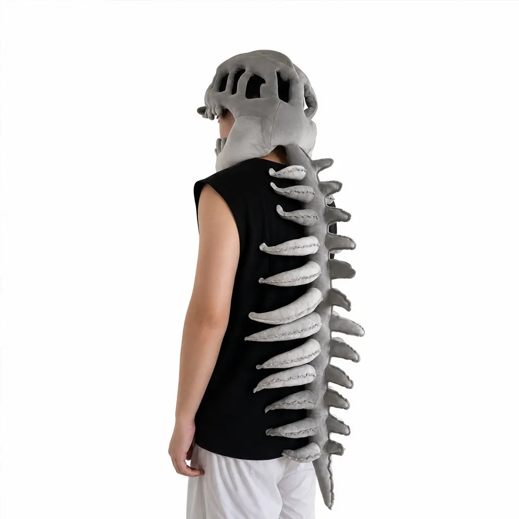 Party costume dinosaur costume theme costume, 3D spine dragon skull with plush spine, animal style design, suitable for holiday gatherings, meets the needs of dress up games