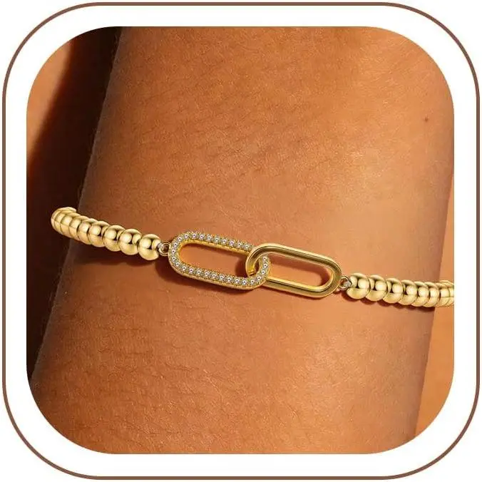 Elastic Beaded Charm Bracelets for Women - Adjustable Stackable Dainty Bracelet with  or  Charms,   for Her