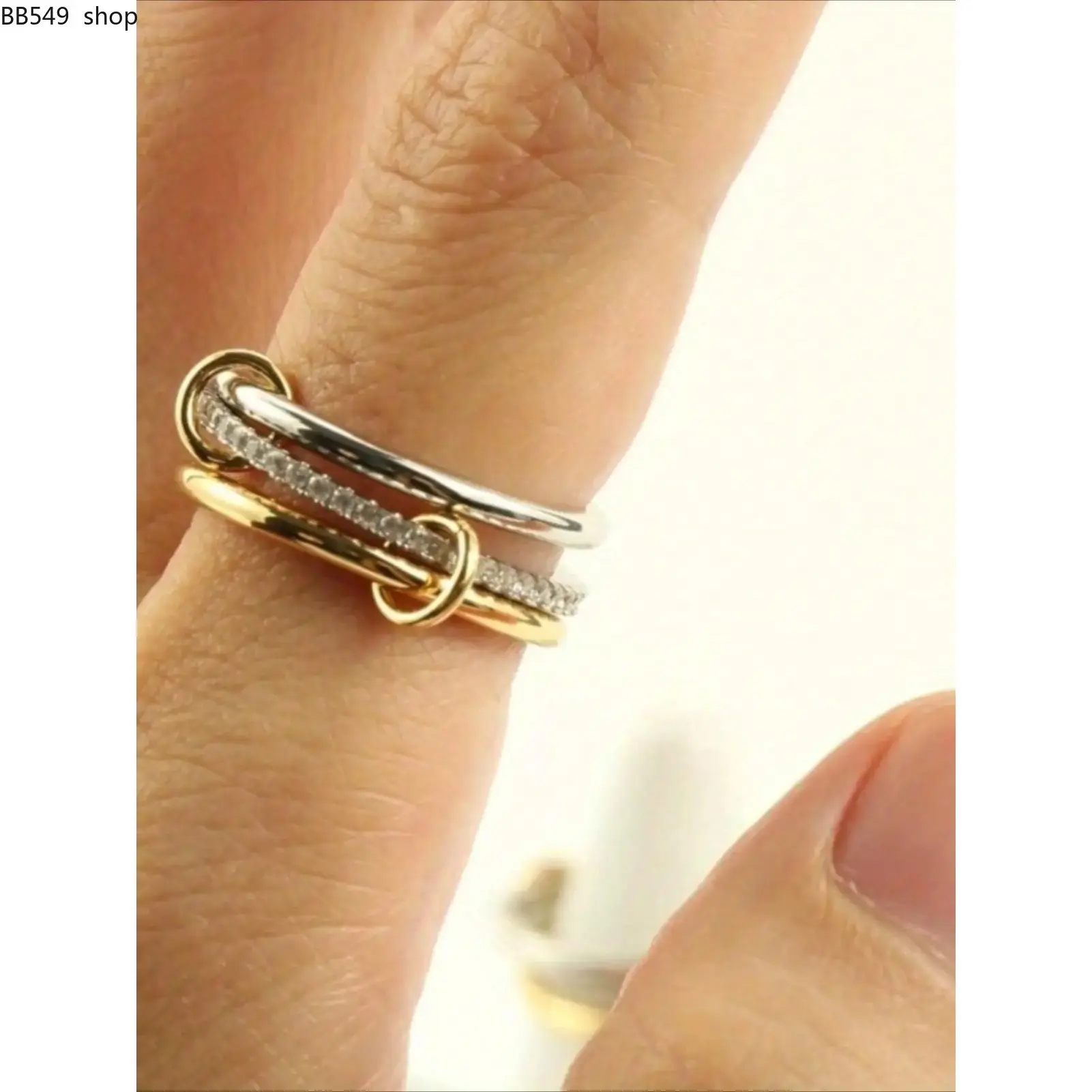 1pcs Interlocked Stackable Rings, Dainty Stacking Rings, Non Tarnish Mixed Metal Anniversary Gift for Women